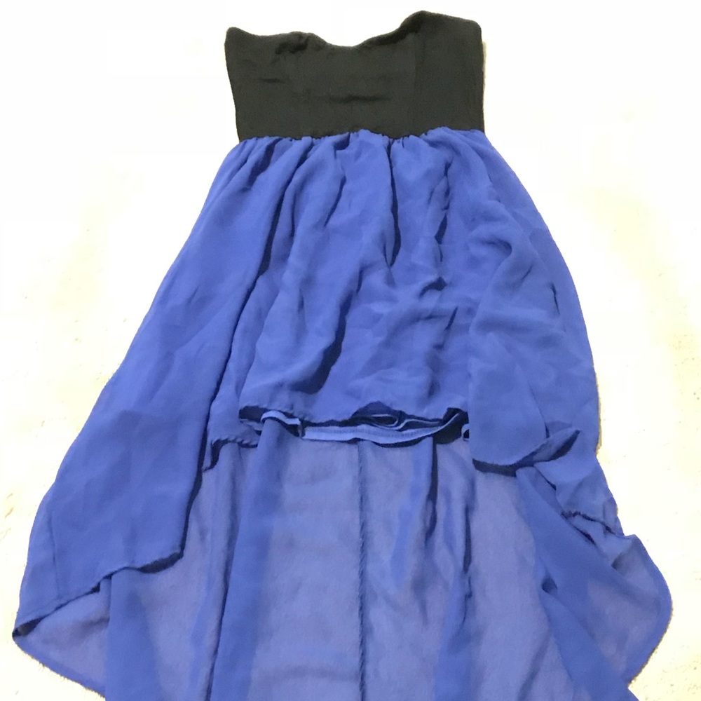 Black and Blue High Low Dress